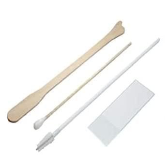 PAP Smear Test Kit, 4 Pieces with Wooden Spatula, Glass Slide, Cervical Brush and Swab Stick (Pack of 10 Kits)