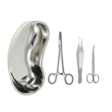Suturing Set, Stainless Steel, 4-Piece Kit with 8