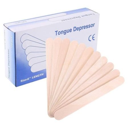 Wooden Tongue Depressor, Non-Sterile, 6 Inch Length, 100 Pieces Pack